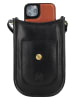HIDE & STITCHES Leren smartphonetas "Jura" zwart - (B)12 x (H)17 x (D)4 cm