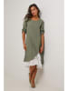 Le Monde du Lin Leinen-Kleid in Khaki/ Weiß