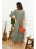 Le Monde du Lin Leinen-Kleid in Oliv