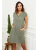 Le Monde du Lin Lniana sukienka w kolorze oliwkowym