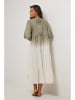 Le Monde du Lin Kleid in Grün/ Weiß