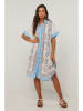 Le Monde du Lin Kleid in Creme/ Hellblau