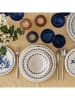 BELLA MAISON 24-delig tafelservies "Vanessa" blauw/wit