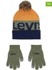 Levi's Kids 2tlg. Set: Mütze und Handschuhe in Khaki/ Gelb