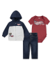 Levi's Kids 3-delige outfit rood/donkerblauw