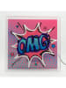 LOCOMOCEAN Led-lichtbox ''OMG'' roze/blauw - (B)35 x (H)35 x (D)10,5 cm