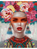 LOCOMOCEAN Print op canvas ''Woman Floral Headdress'' - (L)90 x (B)70 cm