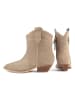 loft37 Skórzane botki w kolorze beżowym