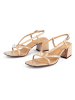 loft37 Skórzane sandały w kolorze beżowym