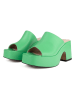 loft37 Skórzane klapki w kolorze zielonym