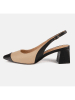 loft37 Leder-Slingpumps "Vancouver" in Beige/ Schwarz