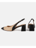 loft37 Leder-Slingpumps "Vancouver" in Beige/ Schwarz