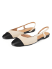 loft37 Leder-Slingballerinas in Beige/ Schwarz