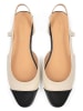 loft37 Leder-Slingballerinas in Beige/ Schwarz