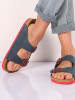 Comfortfusse Leren slippers donkerblauw/rood