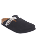 Comfortfusse Leder-Clogs in Schwarz/ Silber