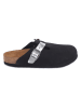 Comfortfusse Leder-Clogs in Schwarz/ Silber