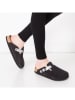 Comfortfusse Leder-Clogs in Schwarz/ Silber
