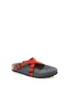 Comfortfusse Leder-Clogs in Dunkelblau/ Rot
