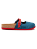 Comfortfusse Leder-Clogs "Kelly" in Blau/ Rot