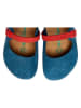 Comfortfusse Leder-Clogs "Kelly" in Blau/ Rot