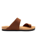 Comfortfusse Leren teenslippers bruin