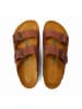 Comfortfusse Leren slippers "Troy" lichtbruin
