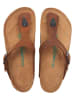 Comfortfusse Leren teenslippers bruin