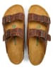 Comfortfusse Leren slippers bruin