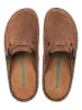 Comfortfusse Leder-Clogs in Braun