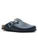 Comfortfusse Leder-Clogs in Dunkelblau