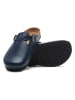 Comfortfusse Leder-Clogs in Dunkelblau