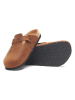 Comfortfusse Leder-Clogs in Braun