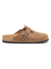 Comfortfusse Leder-Clogs in Hellbraun