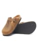 Comfortfusse Leder-Clogs in Hellbraun