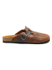 Comfortfusse Leder-Clogs in Braun