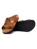 Comfortfusse Leren slippers lichtbruin