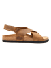 Comfortfusse Leder-Sandalen in Hellbraun