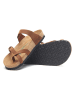 Comfortfusse Leren teenslippers lichtbruin
