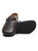 Comfortfusse Leder-Clogs in Dunkelbraun