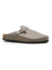 Comfortfusse Leder-Clogs in Grau