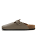 Comfortfusse Leder-Clogs in Grau