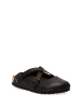 Comfortfusse Leder-Clogs in Schwarz