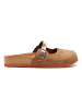 Comfortfusse Leder-Clogs in Sand/ Roségold