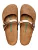 Comfortfusse Leder-Clogs in Sand/ Roségold