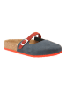 Comfortfusse Leder-Clogs in Dunkelblau/ Rot