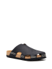 Comfortfusse Leder-Clogs in Schwarz