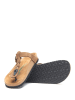 Comfortfusse Leren teenslippers zandkleurig