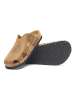 Comfortfusse Leder-Clogs in Hellbraun