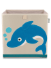 Lifeney Aufbewahrungsbox "Delfin" in Beige/ Blau - (B)33 x (H)33 x (T)33 cm
